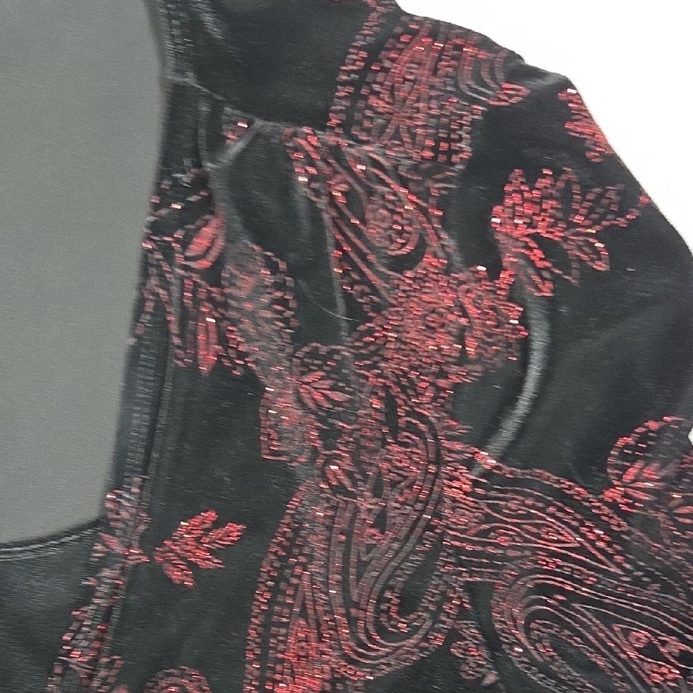 Notations Woman Sz 2x Red/Black Velvet Jacket W/ … - image 5